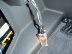 Wires spliced into exsisting cargo compartment light